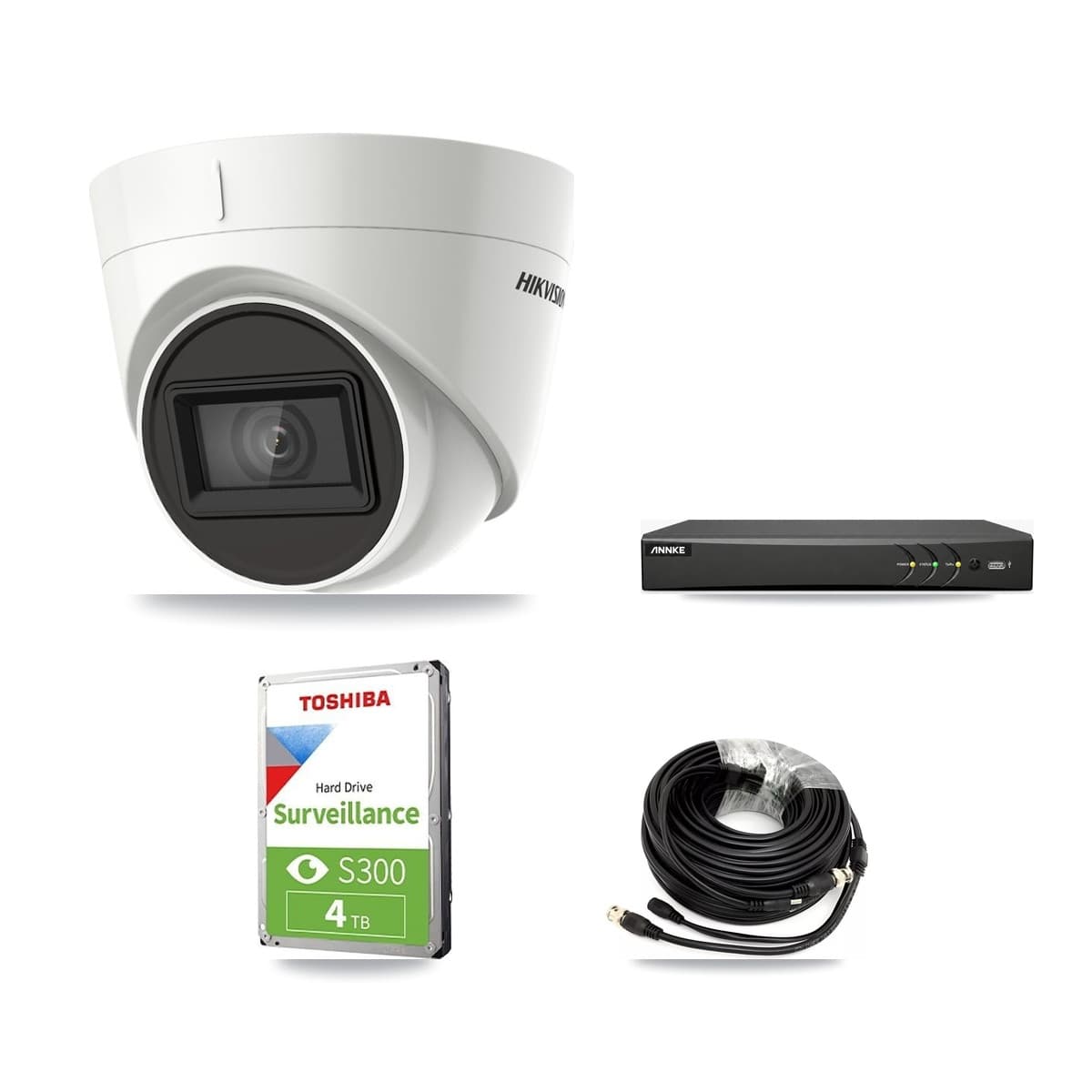 Hikvision & ANNKE 4-Channel 4K CCTV Kit — 4 DS-2CE78U1T Turret Cameras + 4TB Recording - Image 1