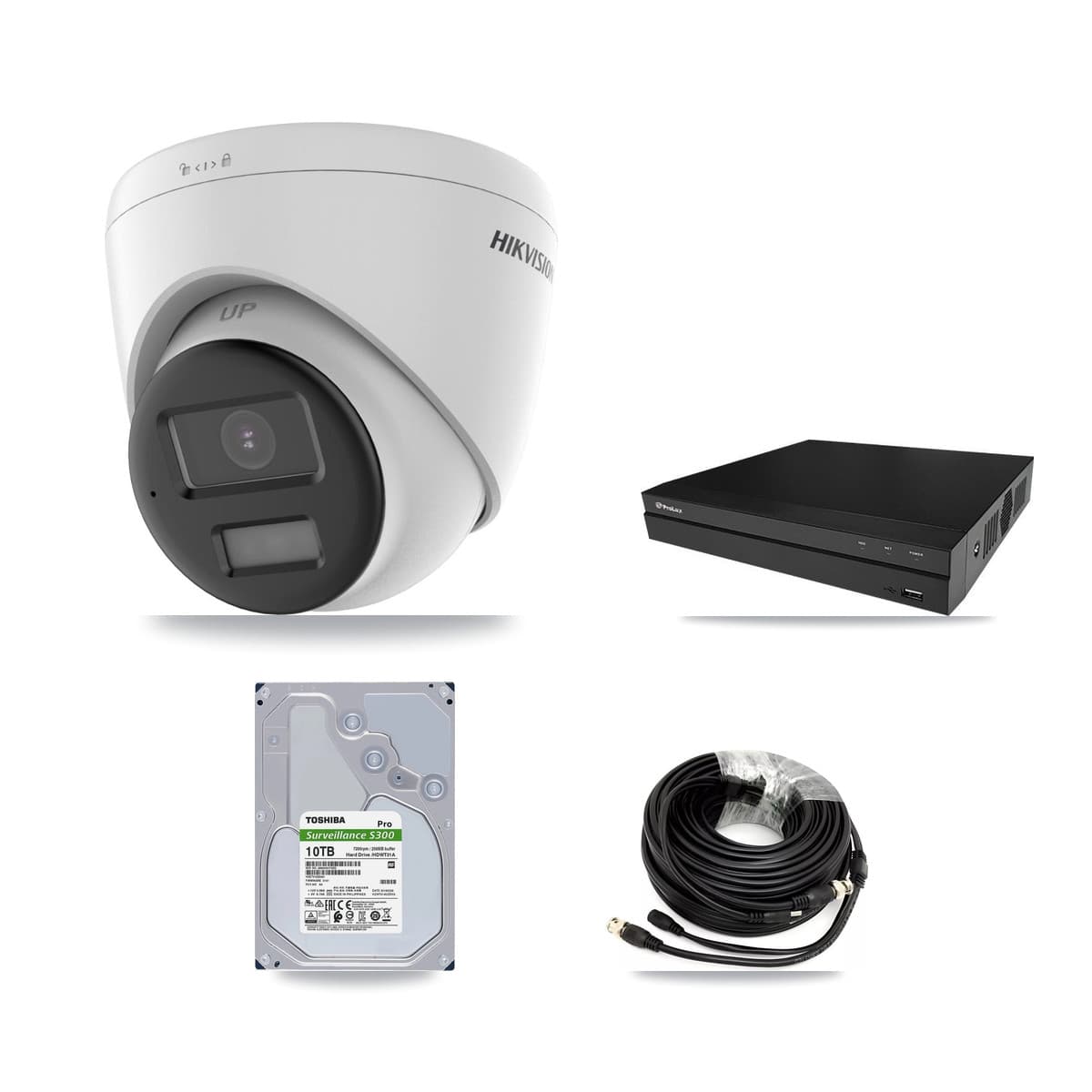 Hikvision & Prolux 8-Channel 4K CCTV Kit — 4 DS-2CE78U0T Turret Cameras + 10TB Recording (PXD-5208AN Recorder) - Image 1