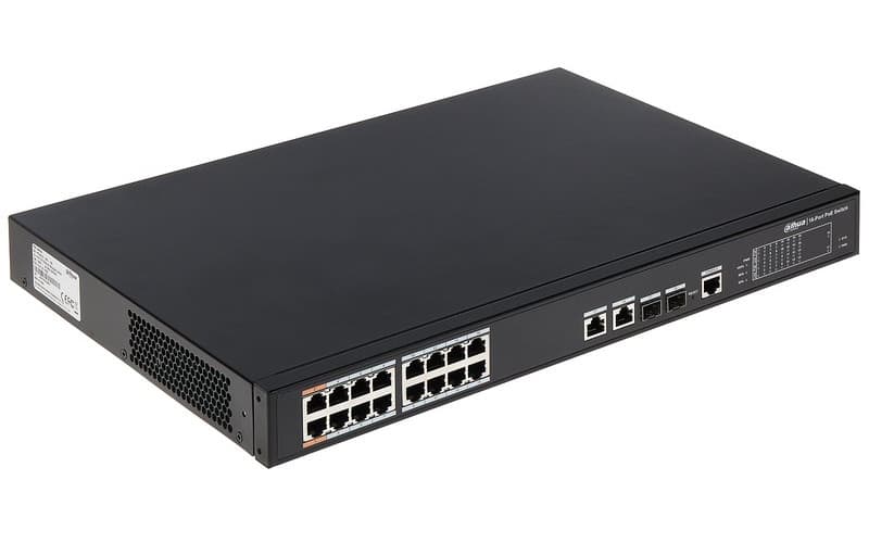 Dahua PFS4218-16ET-240 Desktop , 16-Port Managed 2-Layer PoE Switch, 16 × RJ45 10-100M, 240W