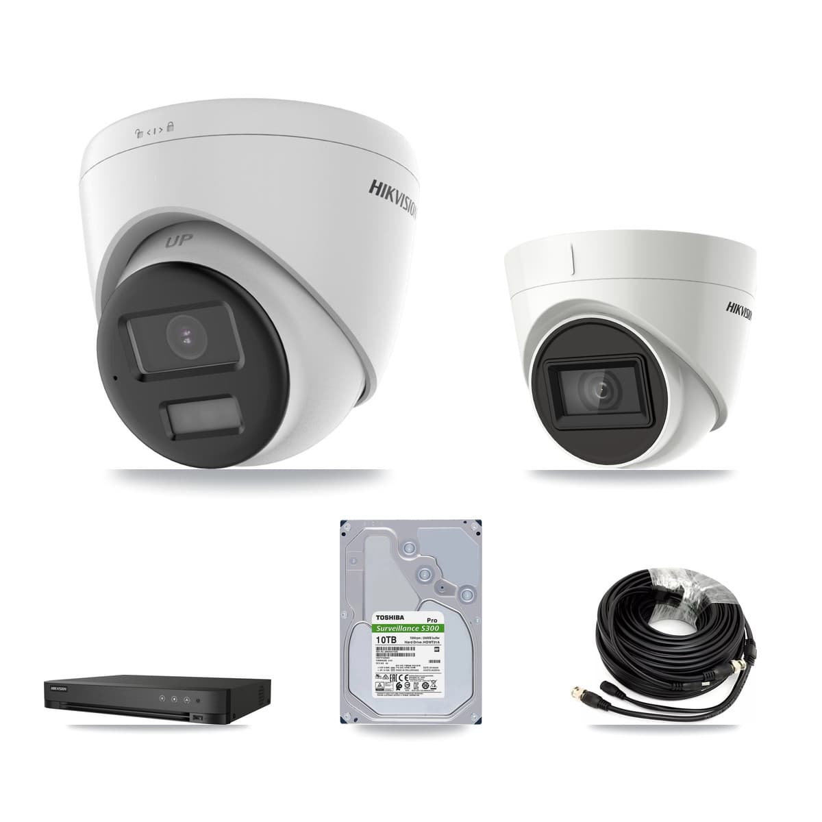 Hikvision 4-Channel 4K CCTV Kit — 3 DS-2CE78U0T + 1 DS-2CE78U1T Turret Cameras + 10TB Recording - Image 1