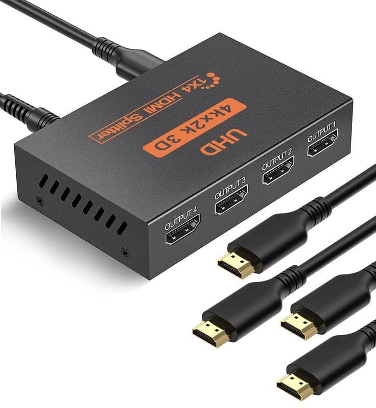 4 Way HDMI Splitter 4K UHD HDMI 1x4 Distribution Amplifier