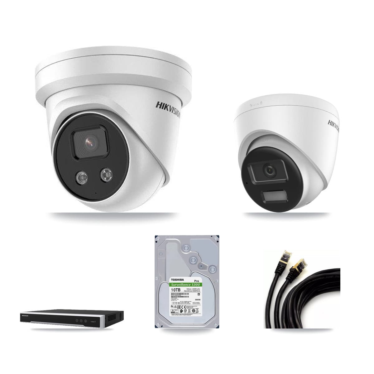 Hikvision 16-Channel 5MP – 4K CCTV Kit — 1 DS-2CD1383G2-LIUF/SL 4K + 13 DS-2CD3356G2-ISU 5MP Turret Cameras + 2× 10TB Recording (DS-7616NI-M2/16P Recorder) - Image 1