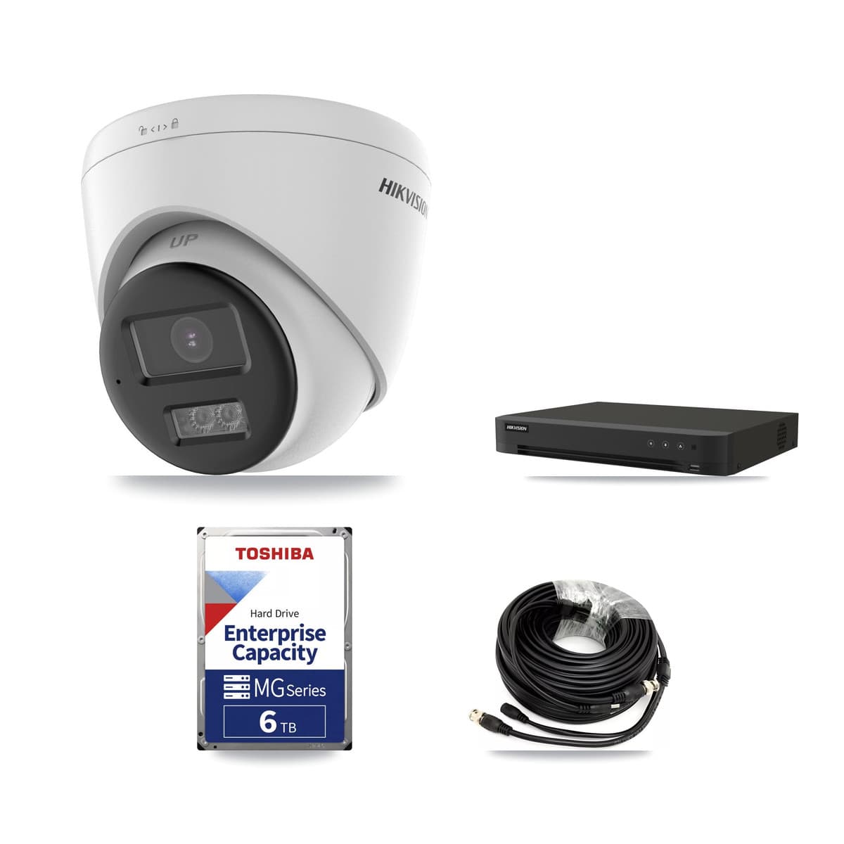 Hikvision 8-Channel 5MP CCTV Kit — 5 DS-2CE78K0T-LTS Turret Cameras + 6TB Recording (IDS-7208HUHI-M1/XT Recorder) - Image 1