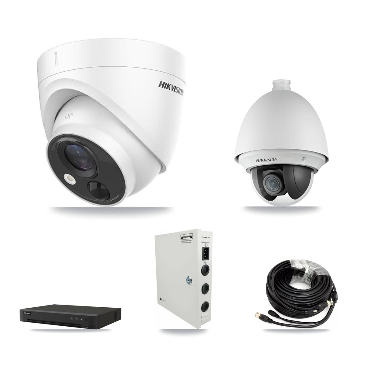 Hikvision 16-Channel 2MP – 5MP CCTV Kit — 1 DS-2AE4225T 2MP PTZ + 5 DS-2CE71H0T 5MP Turret Cameras + 8TB Recording (IDS-7216HQHI Recorder) - Image 1