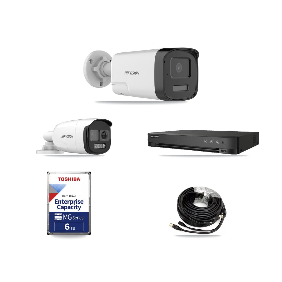 Hikvision 8-Channel 5MP CCTV Kit — 1 DS-2CE12KF3T + 4 DS-2CE17K0T Bullet Cameras + 6TB Recording (IDS-7208HQHI Recorder) - Image 1