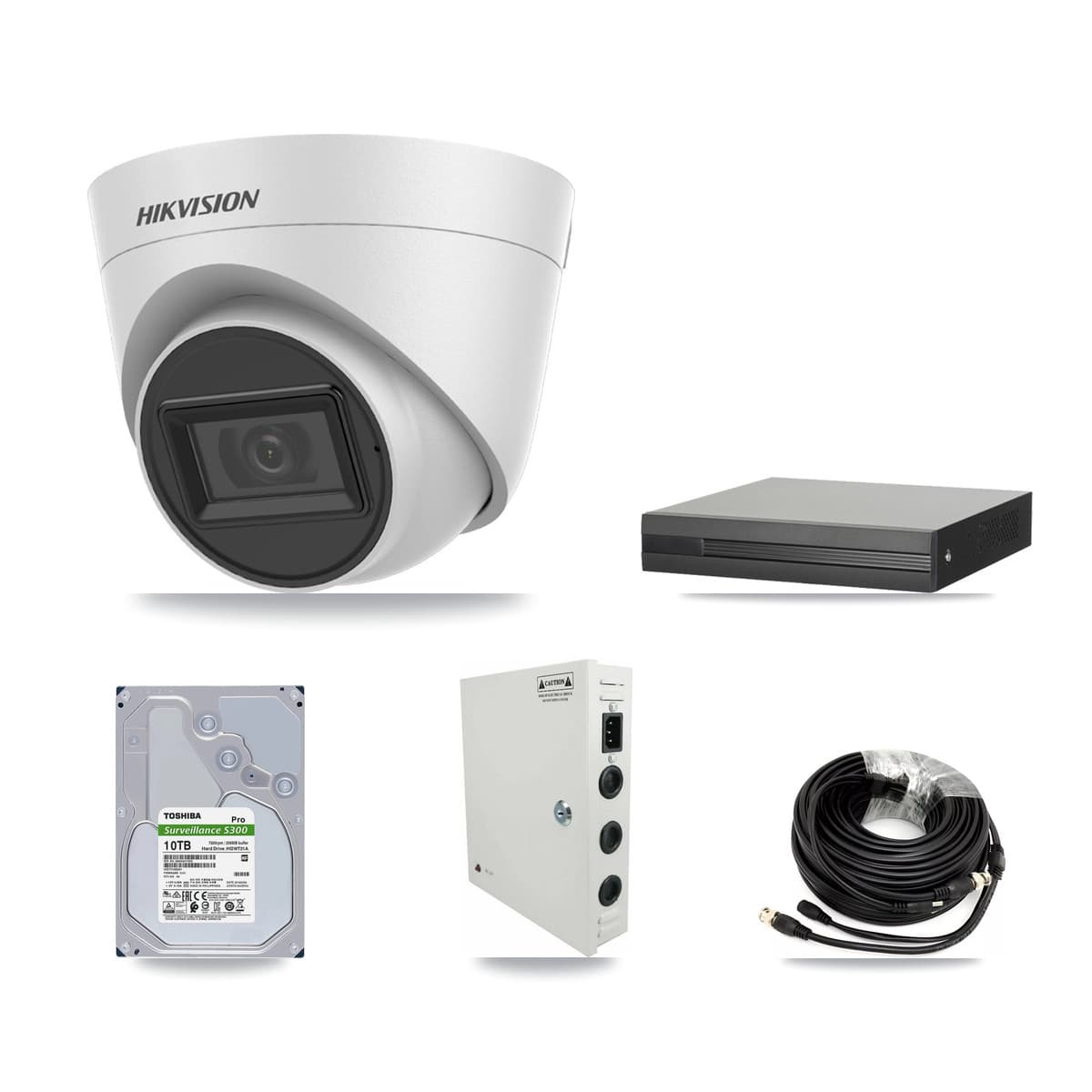 Hikvision 16-Channel 5MP CCTV Kit — 16 White Turret Cameras + 10TB Recording (XVR-3116HS Recorder) - Image 1