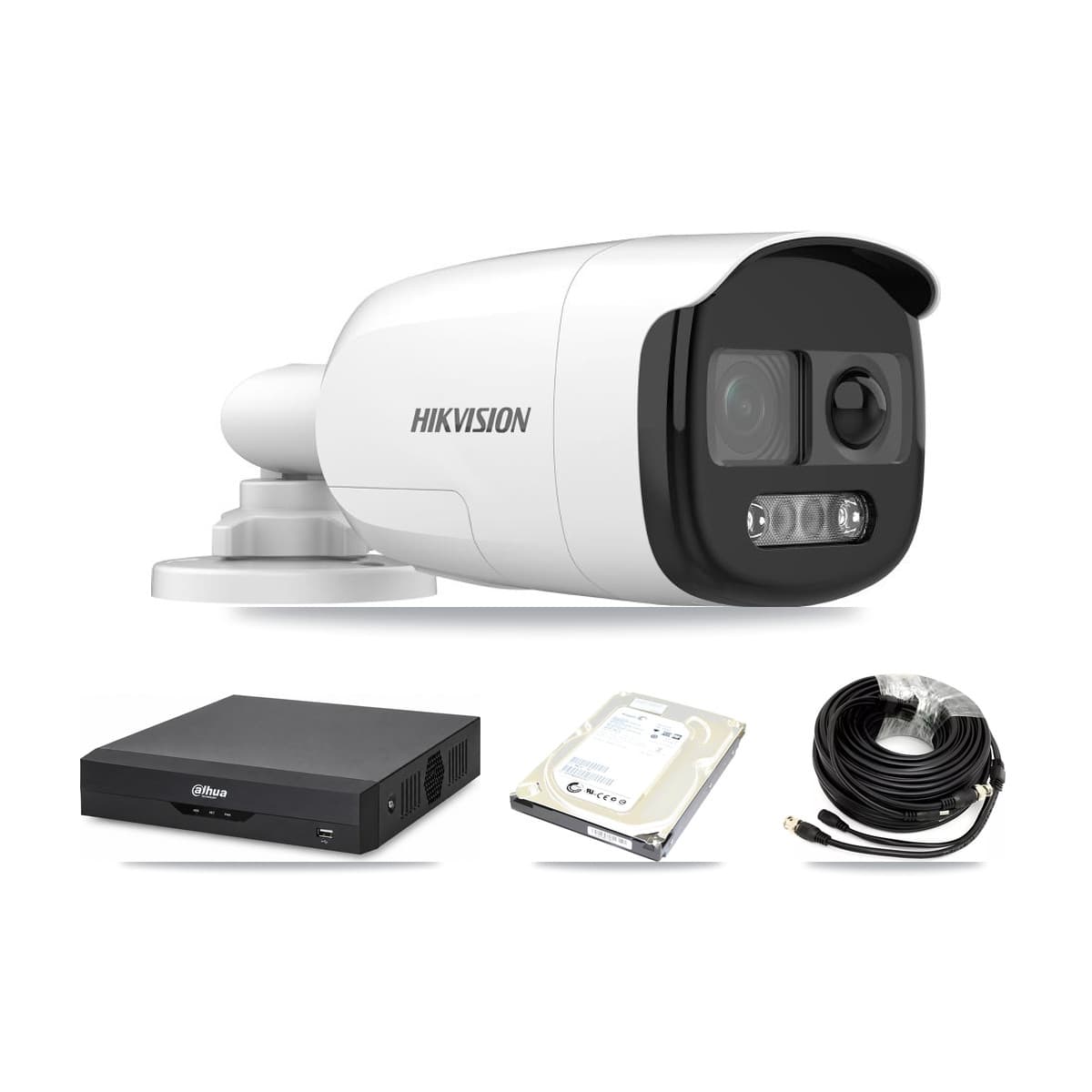 Hikvision & Dahua 4-Channel 5MP CCTV Kit — 1 DS-2CE12KF3T Bullet Camera + 500GB Recording - Image 1