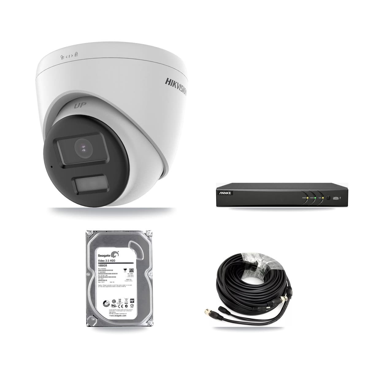 Hikvision & ANNKE 4-Channel 5MP CCTV Kit — 1 DS-2CE78K0T-LPTS Turret Camera + 1TB Recording (AN-DV4-8MP-D941BB Recorder) - Image 1