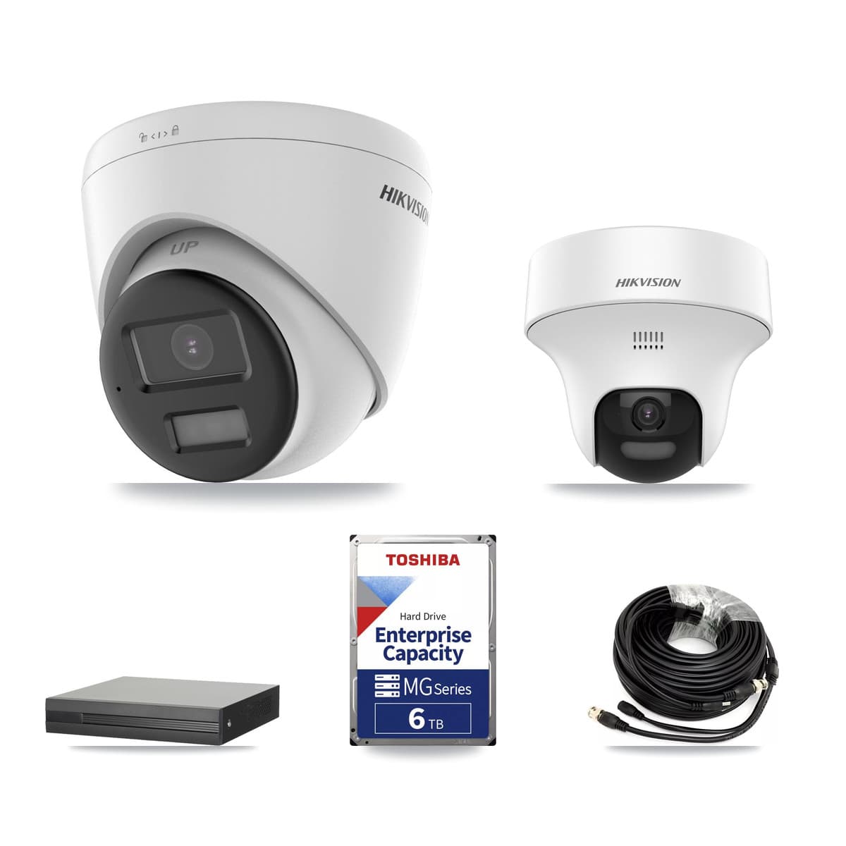 Hikvision 8-Channel 5MP CCTV Kit — 1 DS-2CE70K0T + 4 DS-2CE78K0T Turret Cameras + 6TB Recording (XVR-3108HS Recorder) - Image 1