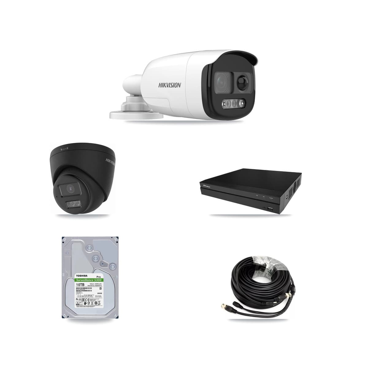 Hikvision & Prolux 8-Channel 5MP – 4K CCTV Kit — 5 5MP Bullet + 1 Black 4K Turret Cameras + 10TB Recording - Image 1