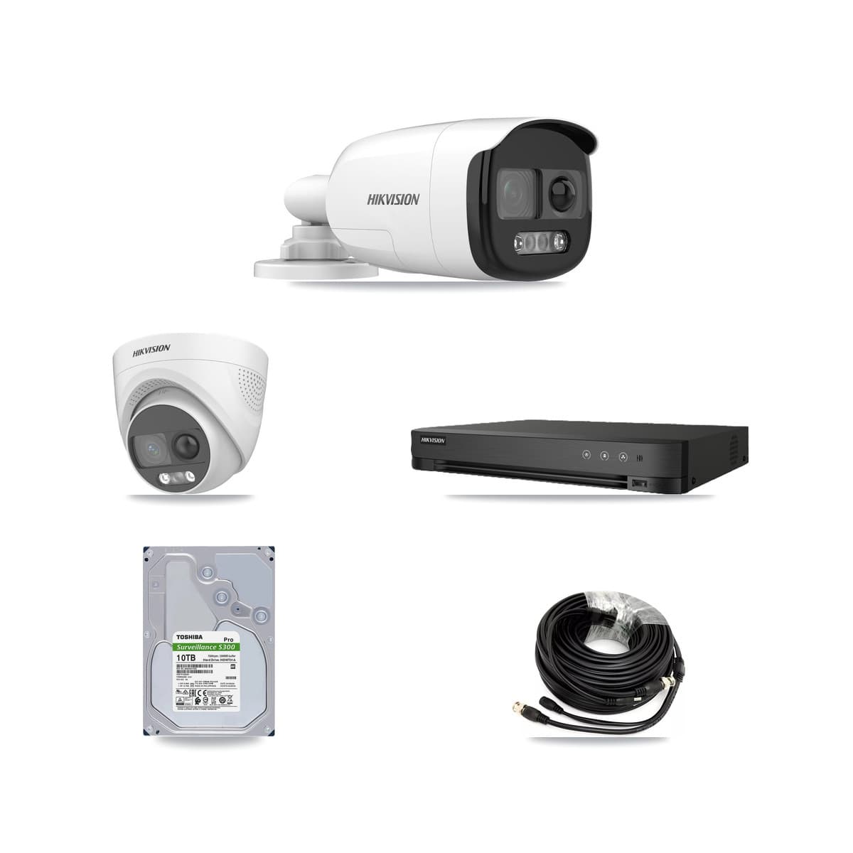 Hikvision 8-Channel 5MP CCTV Kit — 3 DS-2CE12KF3T Bullet + 1 DS-2CE72KF3T Turret Cameras + 10TB Recording (IDS-7208HUHI Recorder) - Image 1