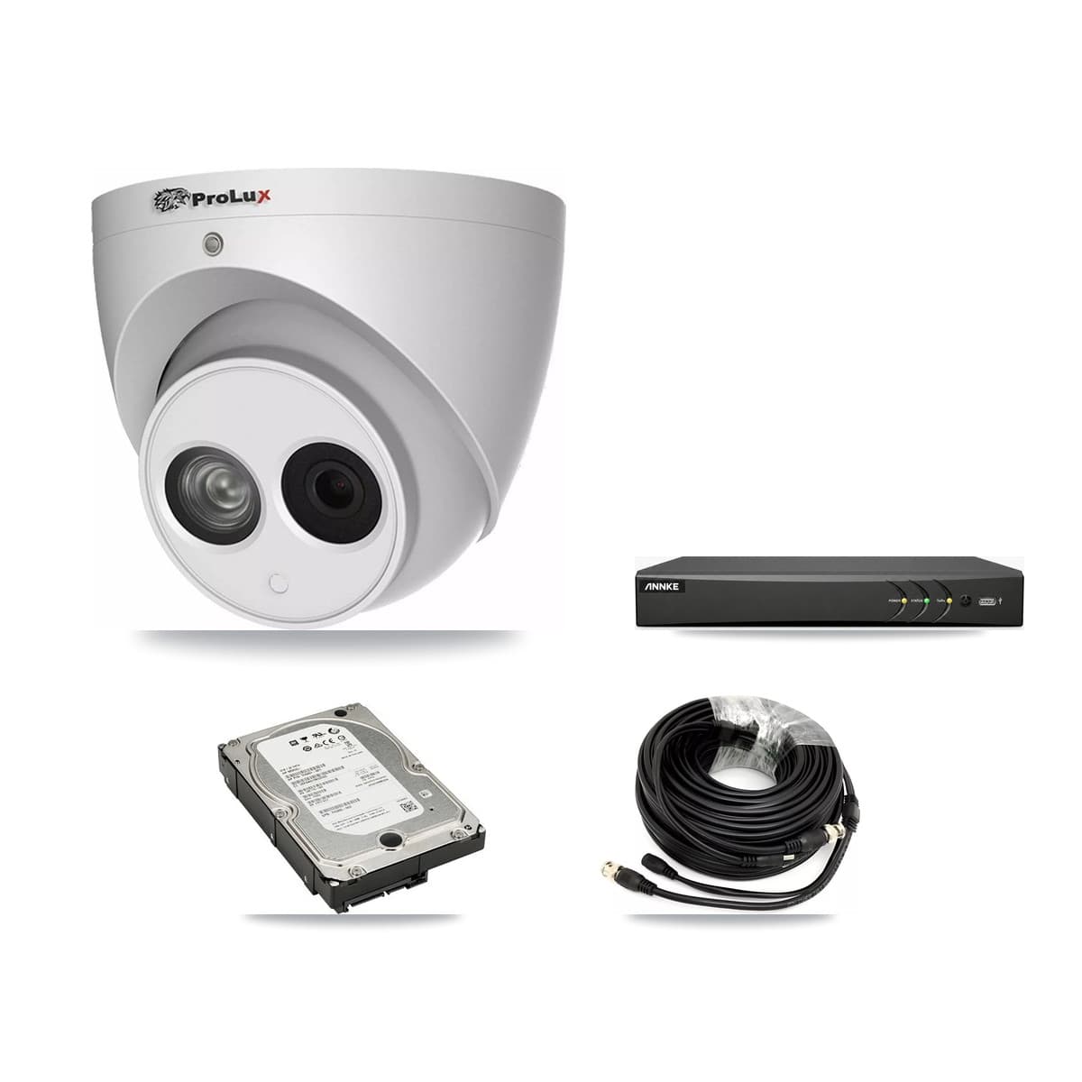 Prolux & ANNKE 4-Channel 4MP CCTV Kit — 4 Turret Cameras + 5TB Recording - Image 1