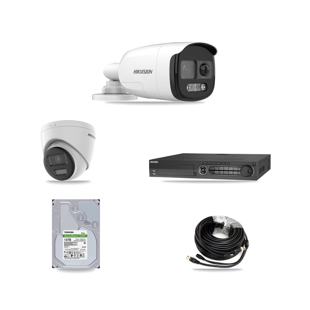 Hikvision 32-Channel 5MP CCTV Kit — 4 DS-2CE12KF3T-PIRXO Bullet + 4 DS-2CE78K0T-LPTS Turret Cameras + 10TB Recording (DS-7332HQHI-K4 Recorder) - Image 1