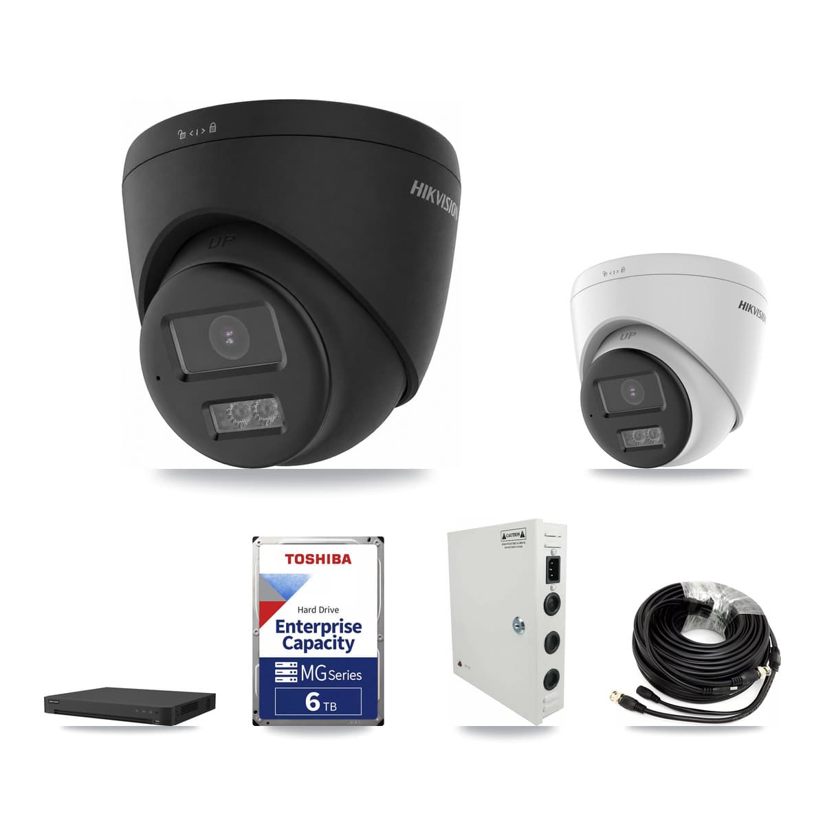 Hikvision 16-Channel 5MP – 4K CCTV Kit — 3 DS-2CE78K0T-LTS 5MP + 8 Black DS-2CE78U0T-LTS-BLACK 4K Turret Cameras + 6TB Recording (IDS-7216HUHI-M2/XT Recorder) - Image 1