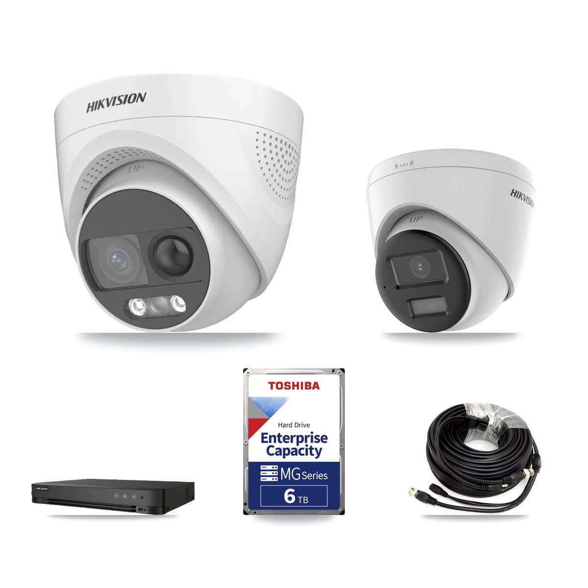 Hikvision 8-Channel 5MP CCTV Kit — 4 DS-2CE72KF3T + 1 DS-2CE78K0T Turret Cameras + 6TB Recording (IDS-7208HQHI Recorder) - Image 1