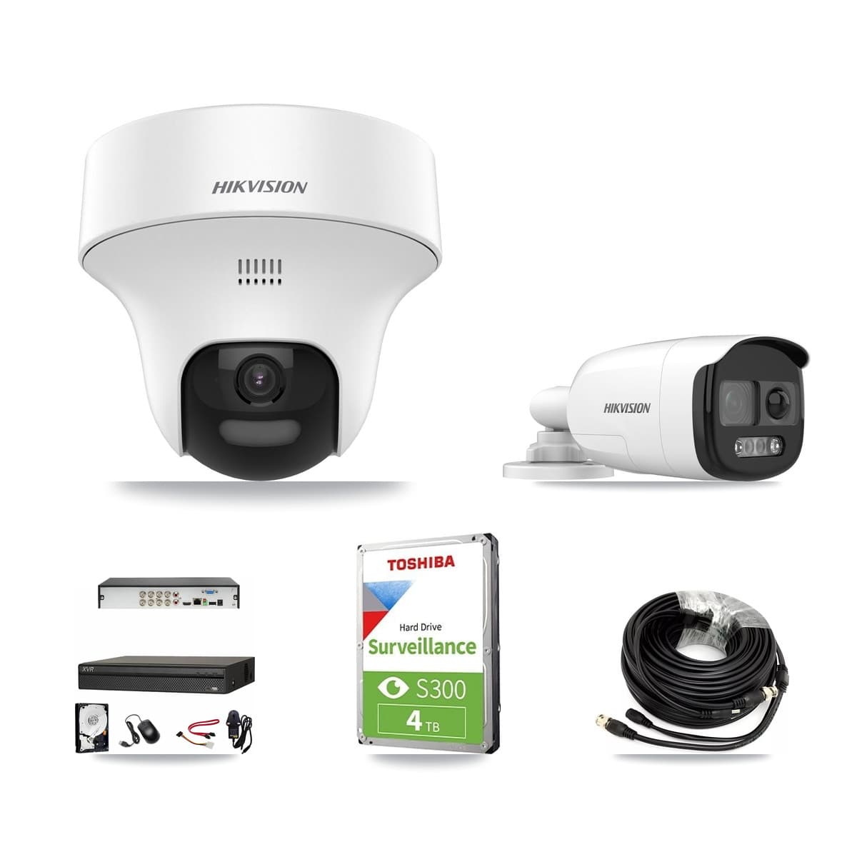 Hikvision & Dahua 8-Channel 5MP CCTV Kit — 1 DS-2CE12KF3T Bullet + 2 DS-2CE70K0T Turret Cameras + 4TB Recording (XVR-3108AD Recorder) - Image 1