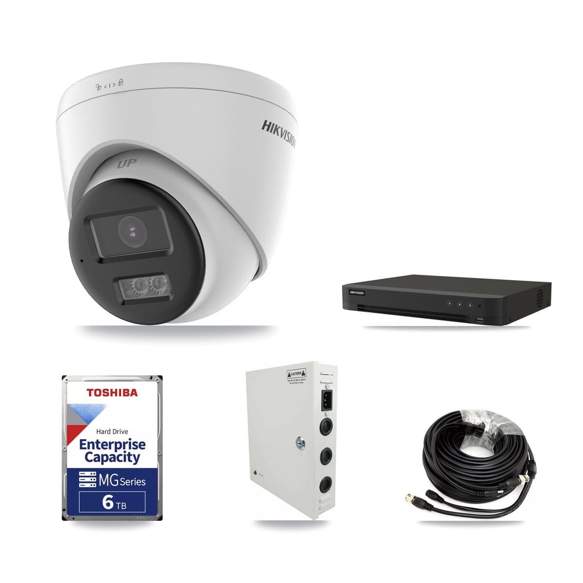 Hikvision 16-Channel 5MP CCTV Kit — 14 DS-2CE78K0T-LTS Turret Cameras + 6TB Recording (IDS-7216HQHI-M1/XT Recorder) - Image 1