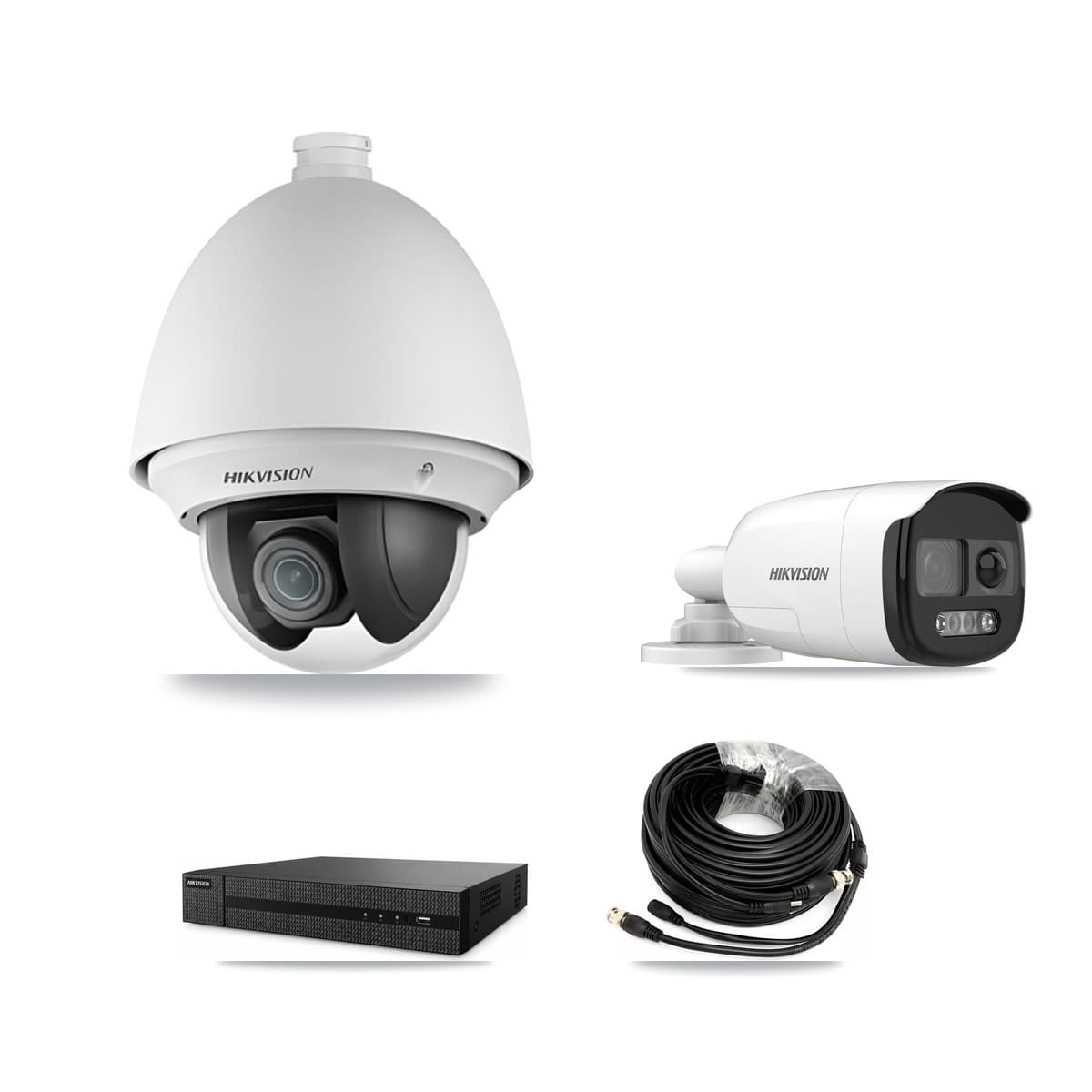 Hikvision 8-Channel 2MP – 5MP CCTV Kit — 1 DS-2AE4225T 2MP PTZ + 1 DS-2CE12KF3T 5MP Bullet Cameras + 2TB Recording (DVR-8CH Recorder) - Image 1