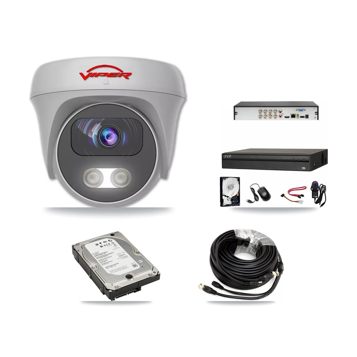 Viper & Dahua 8-Channel 5MP CCTV Kit — 4 White Cameras + 5TB Recording (XVR-3108AD Recorder) - Image 1