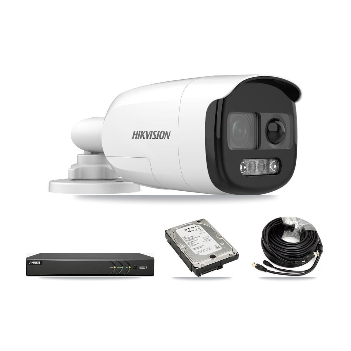 Hikvision & ANNKE 4-Channel 5MP CCTV Kit — 4 DS-2CE12KF3T Bullet Cameras + 5TB Recording - Image 1