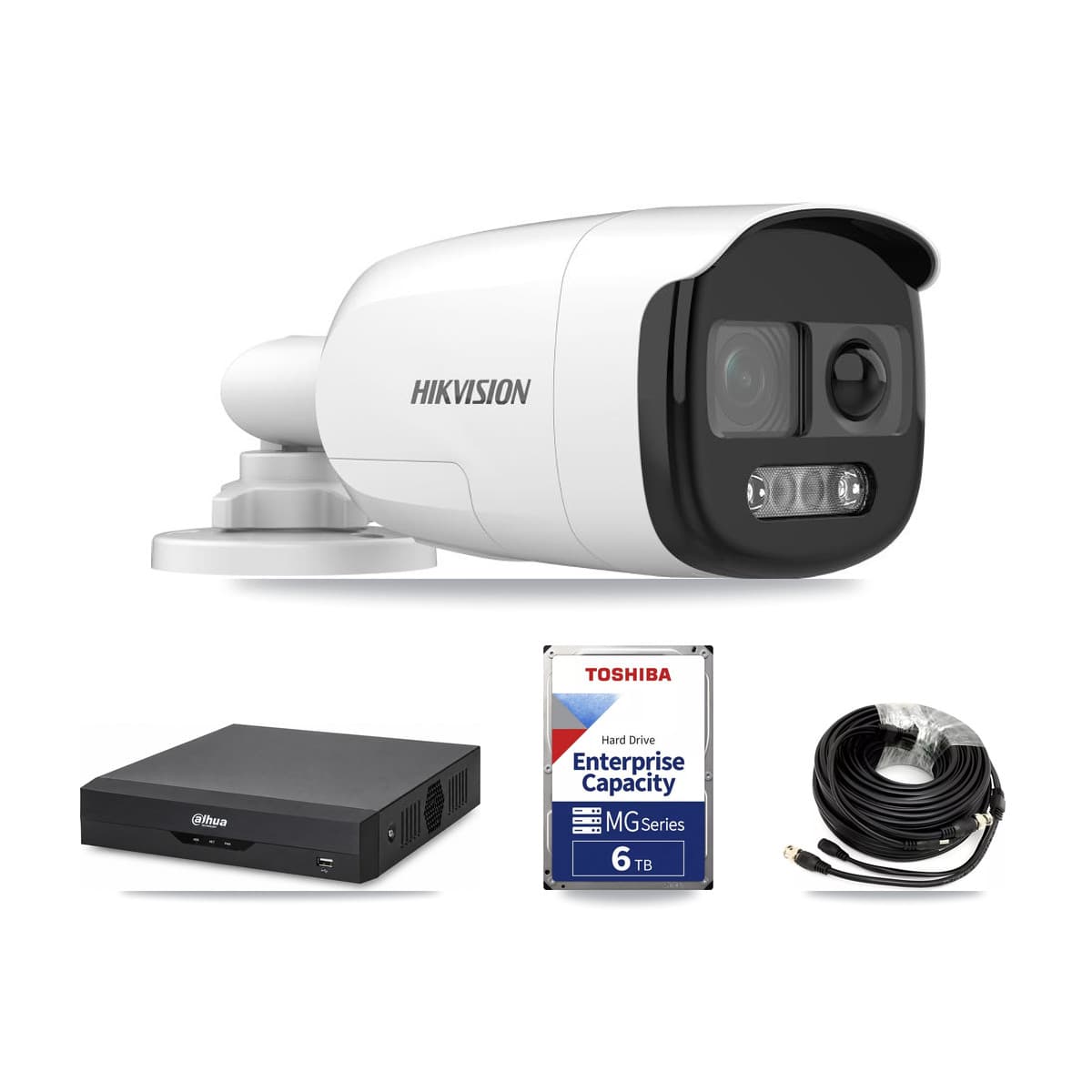 Hikvision & Dahua 4-Channel 5MP CCTV Kit — 2 DS-2CE12KF3T Bullet Cameras + 6TB Recording - Image 1