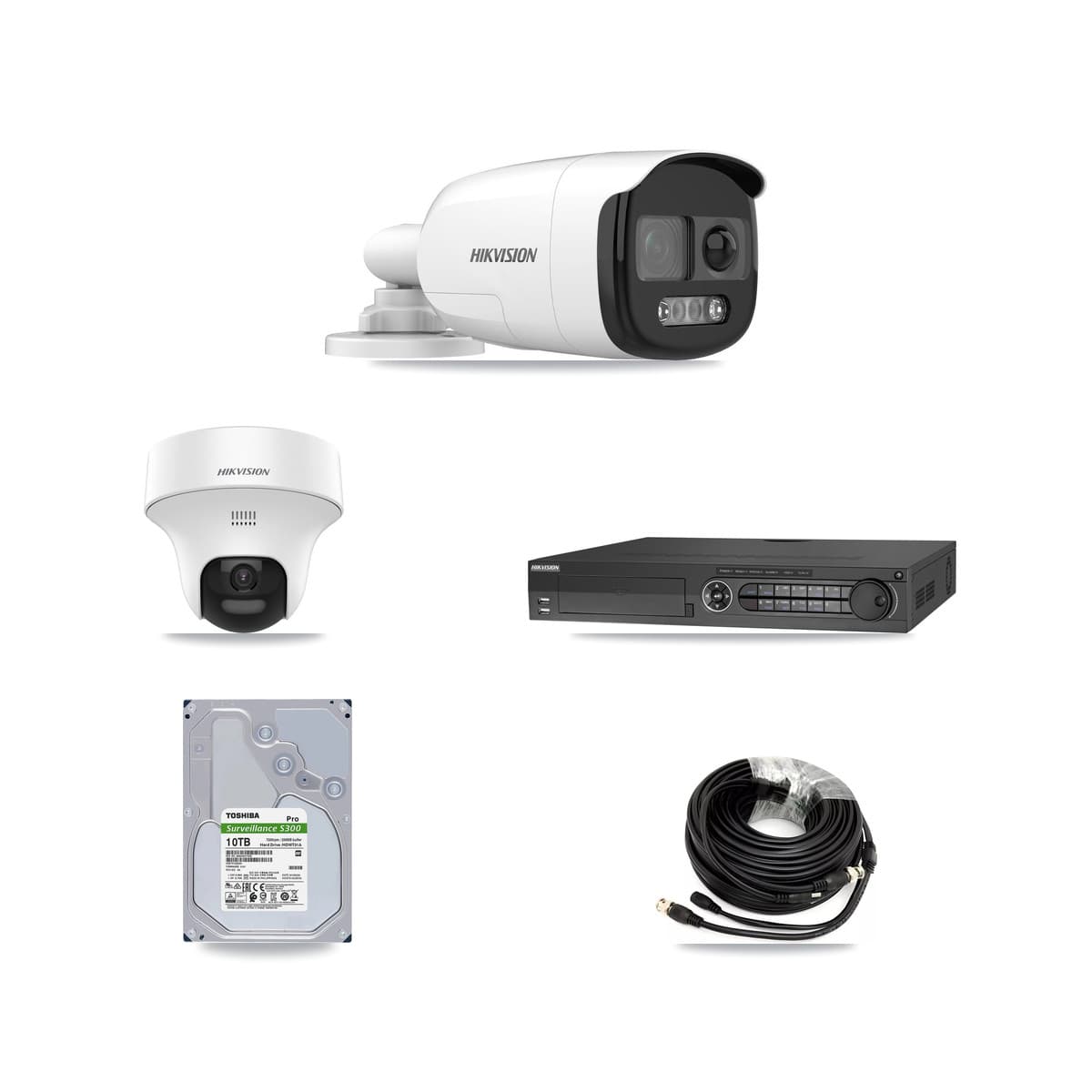 Hikvision 32-Channel 5MP CCTV Kit — 4 DS-2CE12KF3T Bullet + 4 DS-2CE70K0T Turret Cameras + 10TB Recording (DS-7332HQHI Recorder) - Image 1