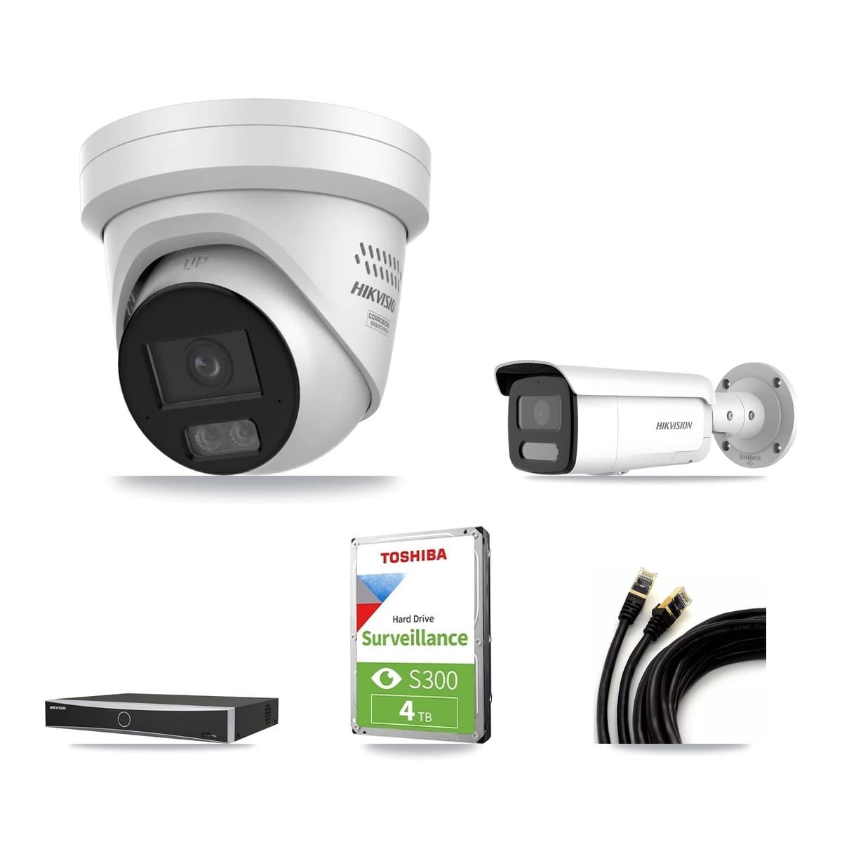 Hikvision 4-Channel 4MP CCTV Kit — 2 Turret + 1 Bullet Cameras + 4TB Recording - Image 1