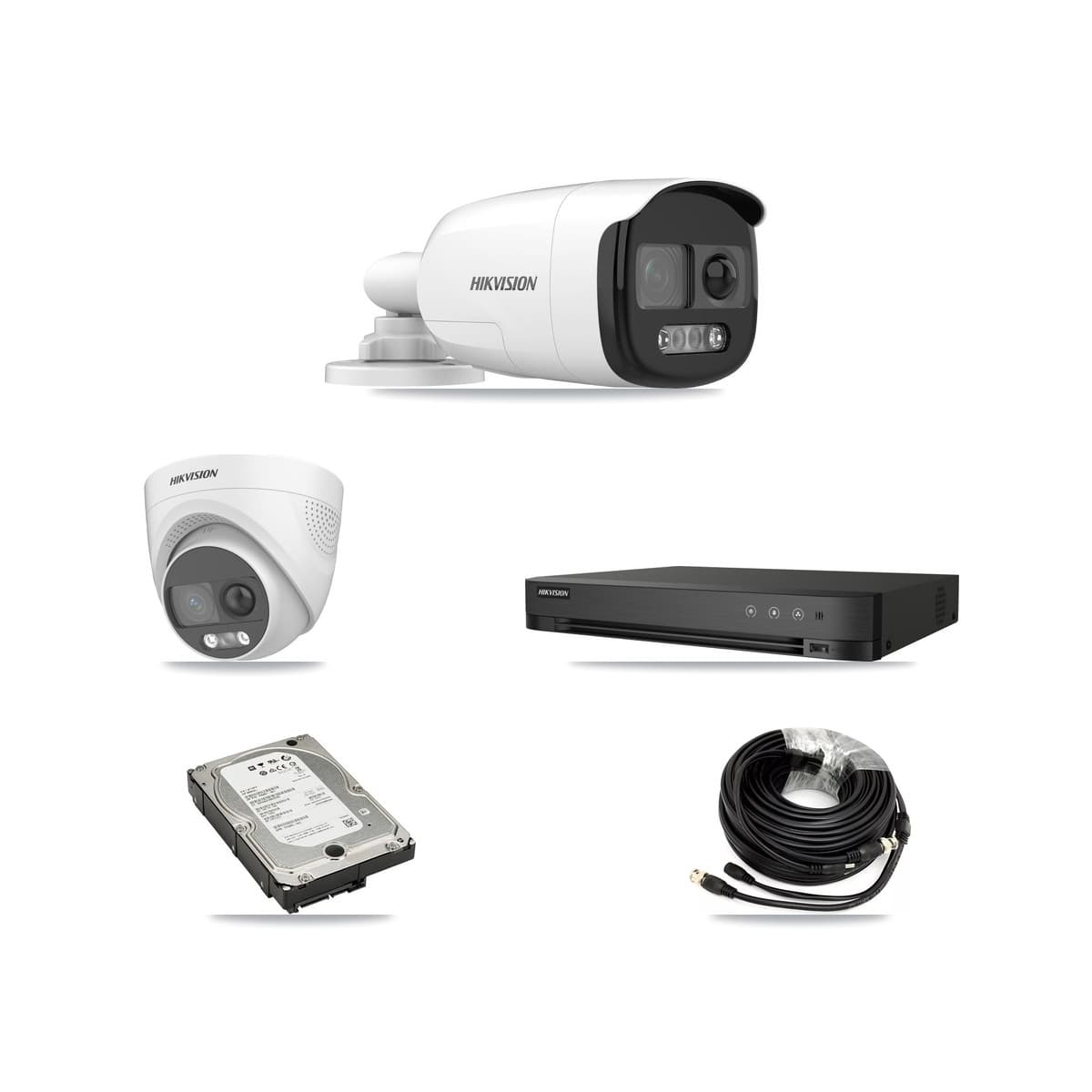 Hikvision 4-Channel 5MP CCTV Kit — 2 DS-2CE12KF3T Bullet + 2 DS-2CE72KF3T Turret Cameras + 5TB Recording (IDS-7204HQHI Recorder) - Image 1