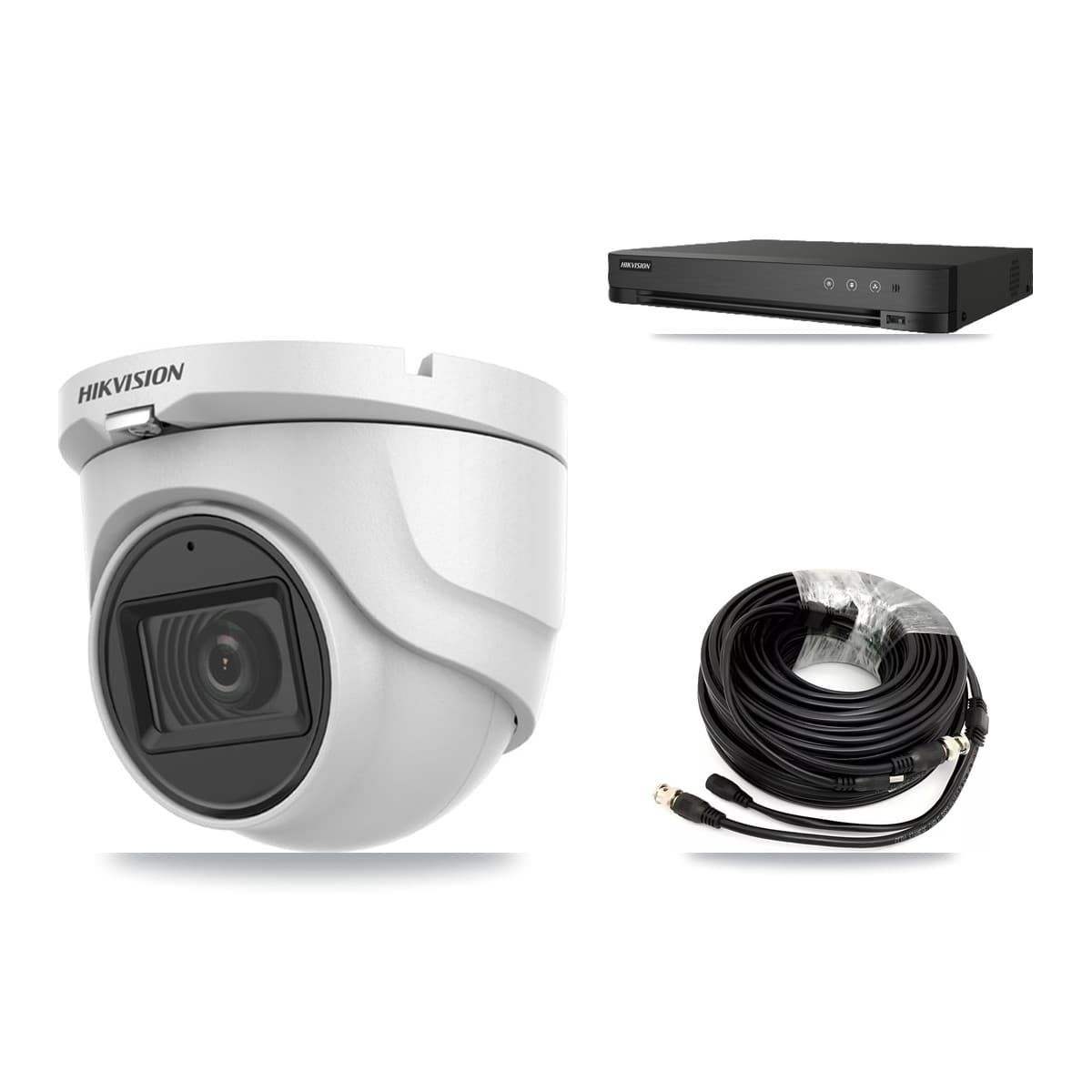 Hikvision 8-Channel 5MP CCTV Kit — 6 DS-2CE76H0T-ITMFS Turret Cameras + 8TB Recording (IDS-7208HUHI-M1/E Recorder) - Image 1