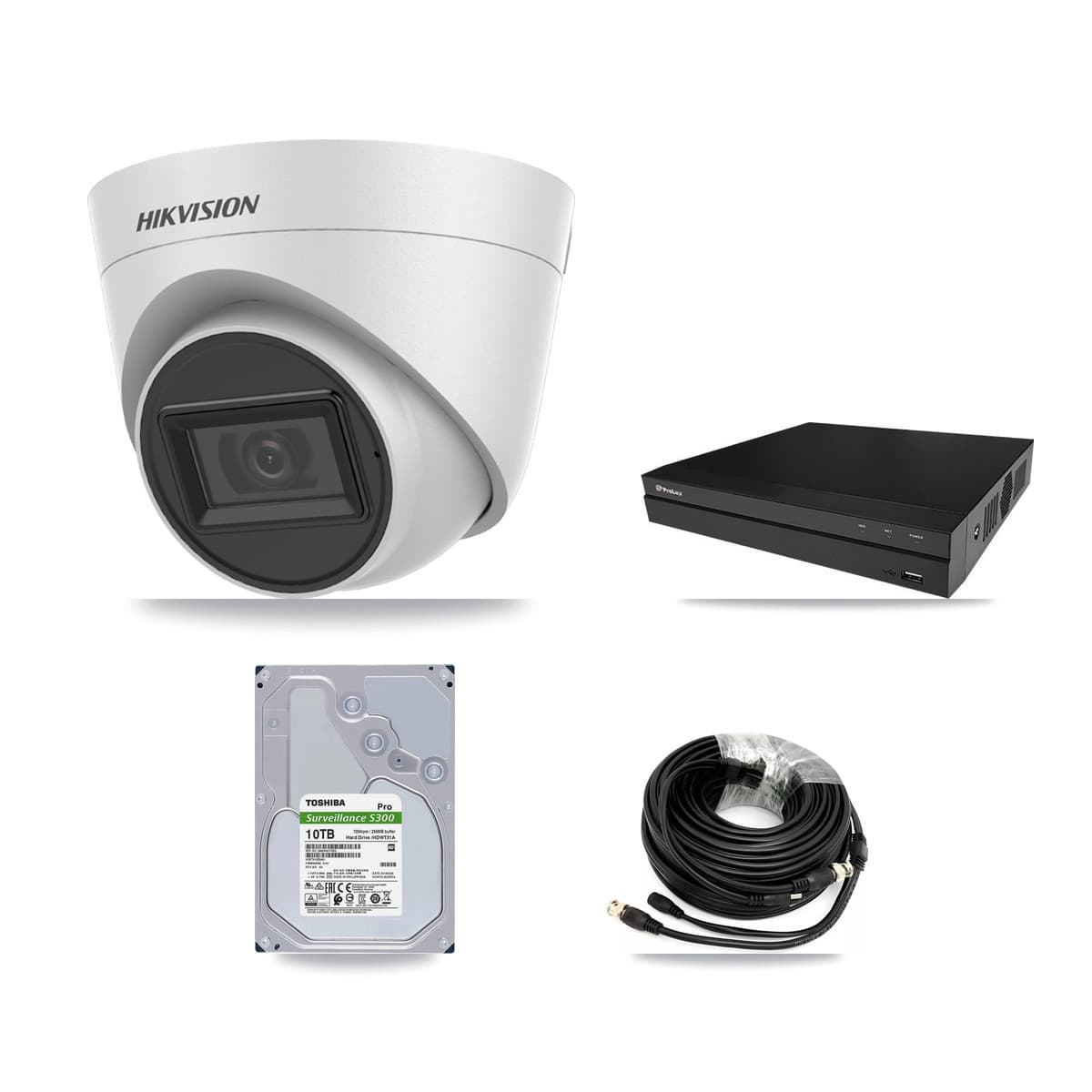 Hikvision & Prolux 8-Channel 5MP CCTV Kit — 8 White Turret Cameras + 2× 10TB Recording - Image 1