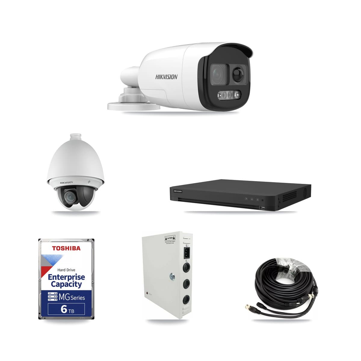Hikvision 16-Channel 2MP – 5MP CCTV Kit — 1 DS-2AE4225T 2MP PTZ + 4 DS-2CE12KF3T 5MP Bullet Cameras + 6TB Recording (IDS-7216HUHI Recorder) - Image 1