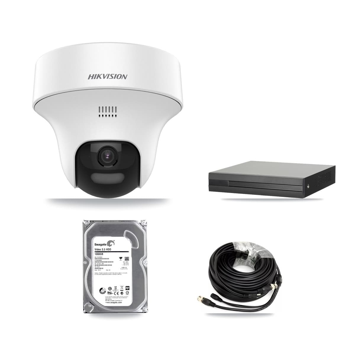 Hikvision 4-Channel 5MP CCTV Kit — 1 DS-2CE70K0T Turret Camera + 1TB Recording (XVR-3104HS Recorder) - Image 1