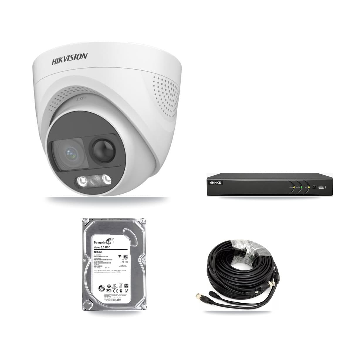 Hikvision & ANNKE 4-Channel 5MP CCTV Kit — 2 DS-2CE72KF3T Turret Cameras + 1TB Recording - Image 1