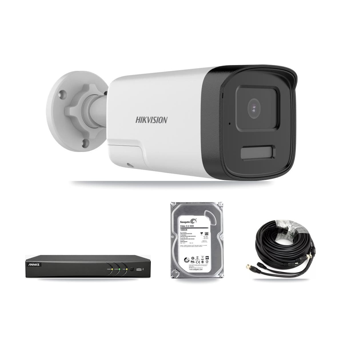 Hikvision & ANNKE 4-Channel 5MP CCTV Kit — 3 DS-2CE17K0T Bullet Cameras + 1TB Recording - Image 1