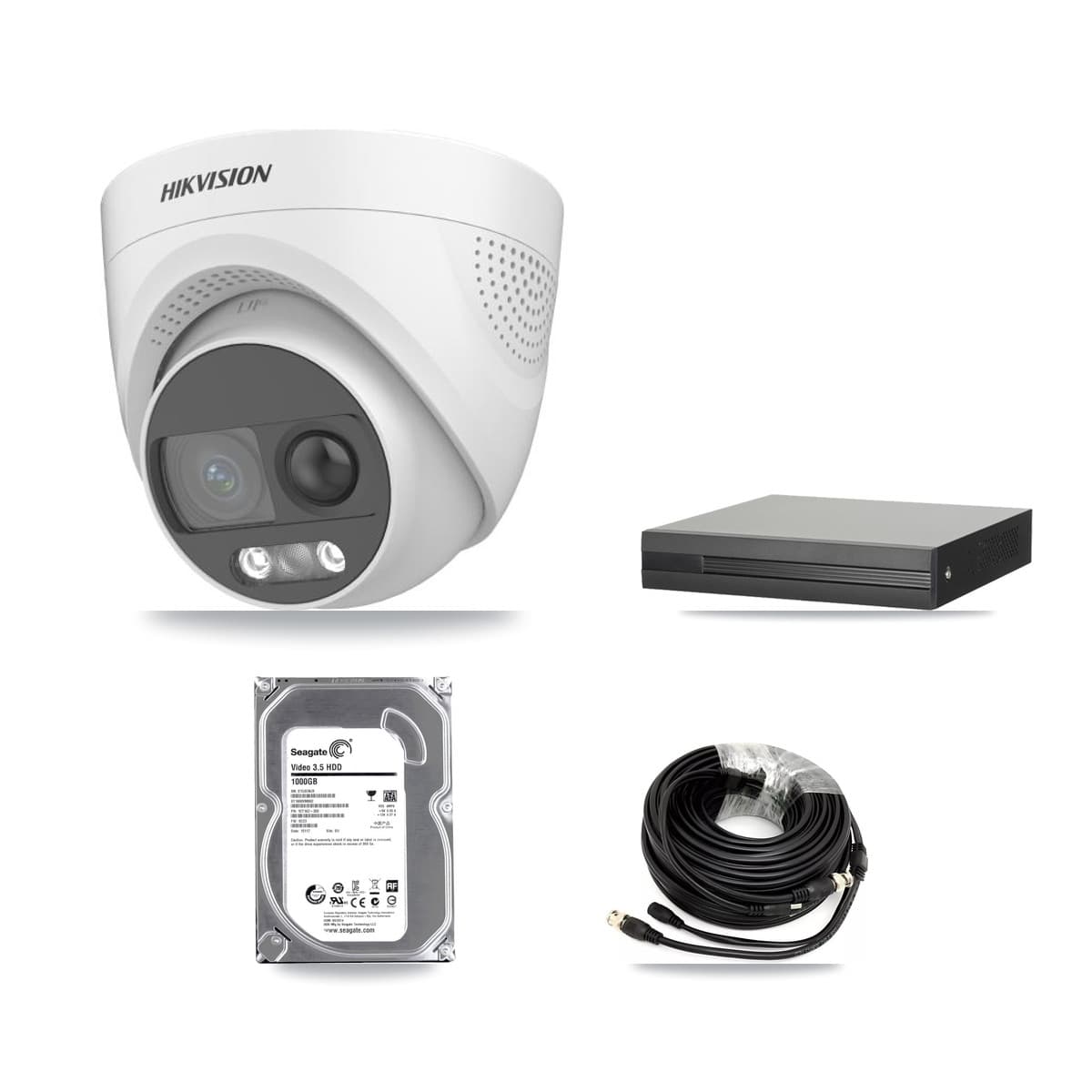 Hikvision 4-Channel 5MP CCTV Kit — 2 DS-2CE72KF3T Turret Cameras + 1TB Recording (XVR-3104HS Recorder) - Image 1