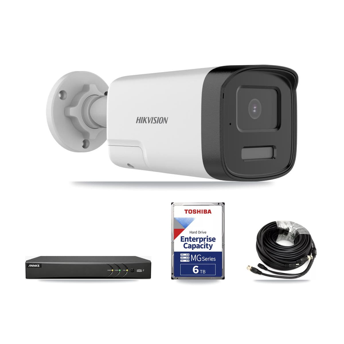 Hikvision & ANNKE 4-Channel 5MP CCTV Kit — 3 DS-2CE17K0T Bullet Cameras + 6TB Recording - Image 1