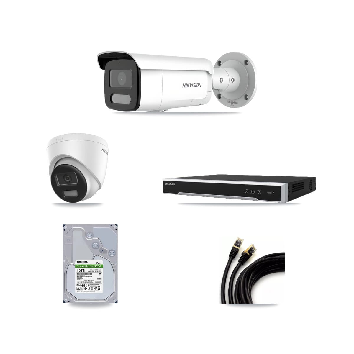 Hikvision 16-Channel 4MP – 4K CCTV Kit — 1 DS-2CD1383G2-LIU 4K Turret + 14 DS-2CD2T47G2H-LISU/SL 4MP Bullet Cameras + 2× 10TB Recording (DS-7616NI-M2/16P Recorder) - Image 1