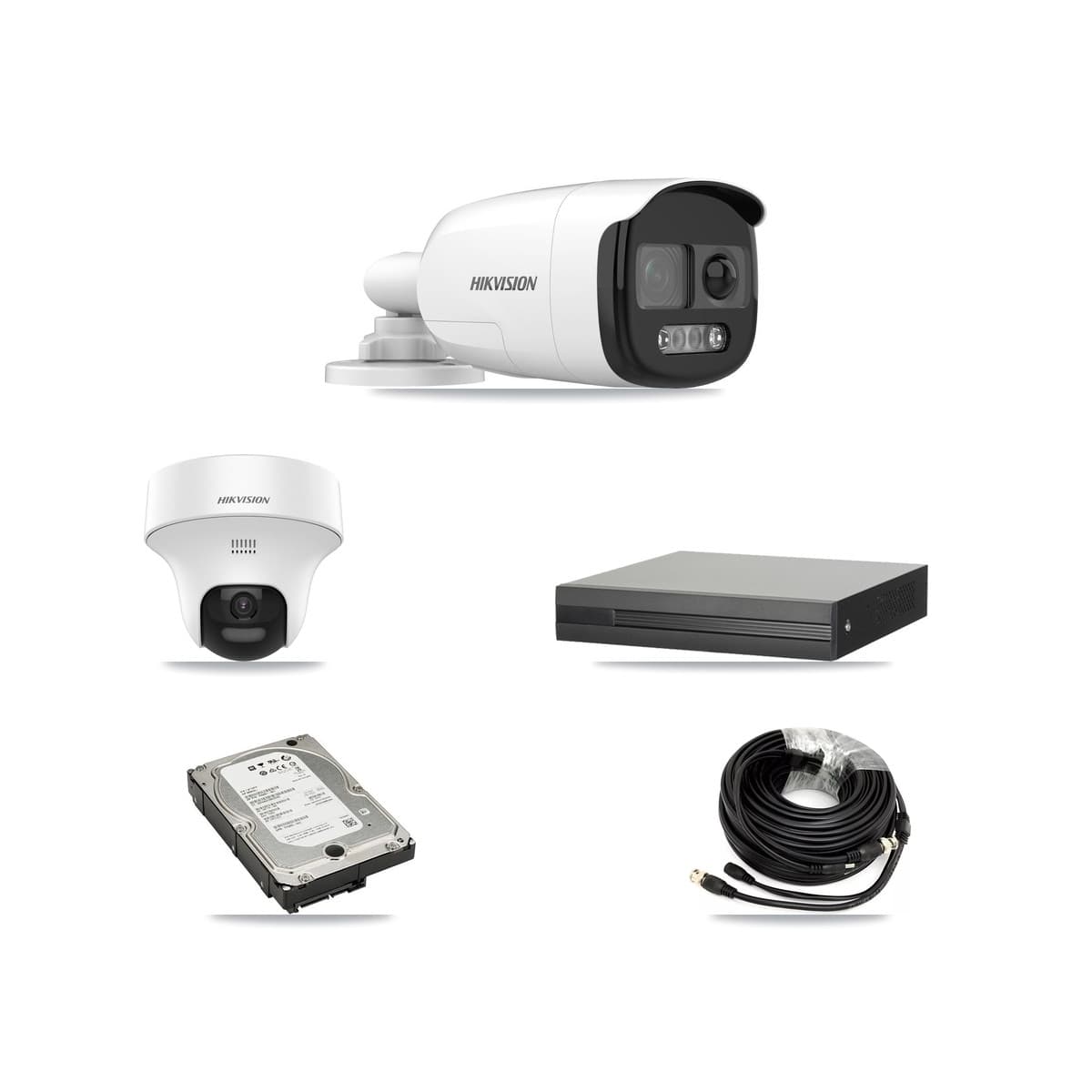 Hikvision 4-Channel 5MP CCTV Kit — 3 DS-2CE12KF3T Bullet + 1 DS-2CE70K0T Turret Cameras + 5TB Recording (XVR-3104HS Recorder) - Image 1