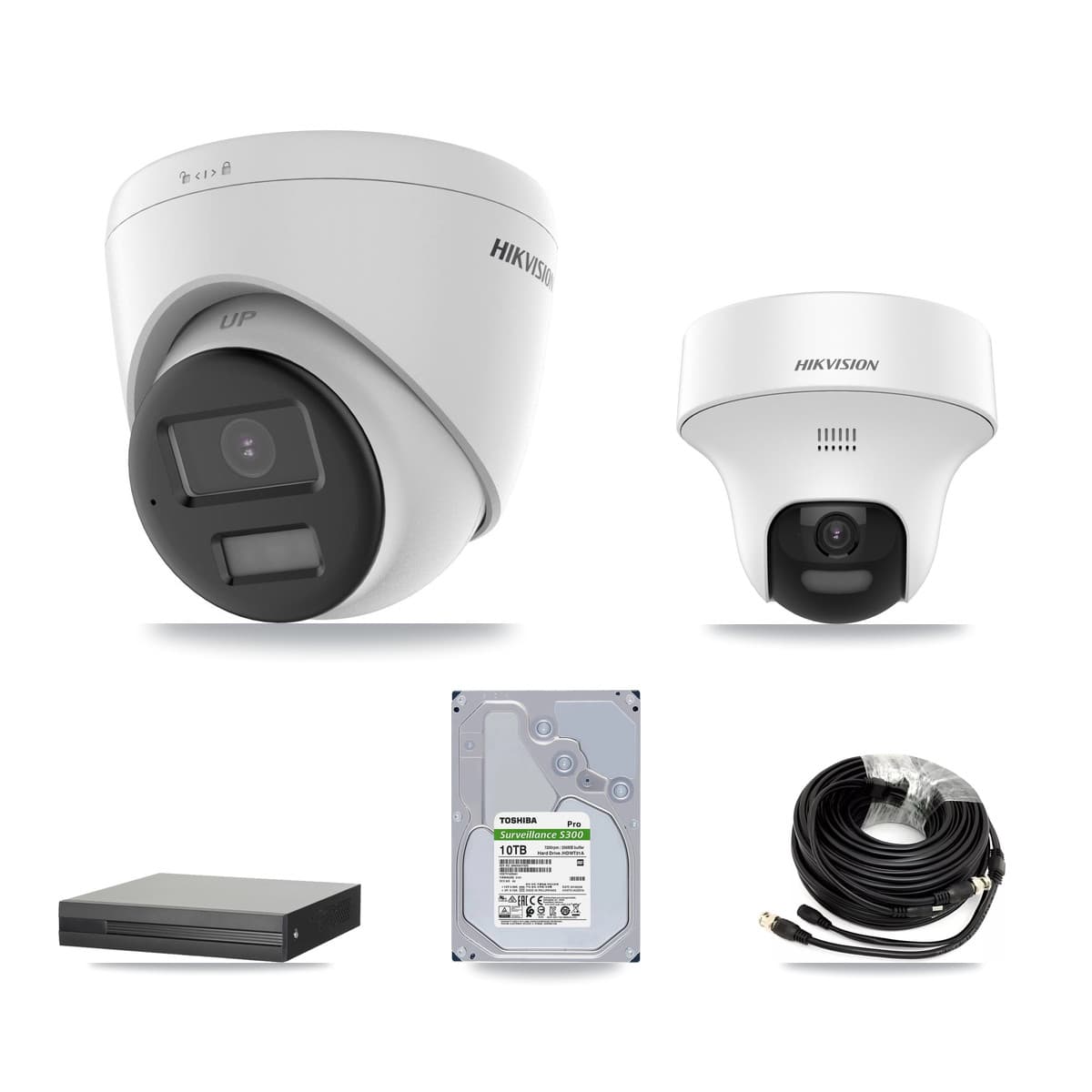 Hikvision 4-Channel 5MP CCTV Kit — 1 DS-2CE70K0T + 3 DS-2CE78K0T Turret Cameras + 10TB Recording (XVR-3104HS Recorder) - Image 1