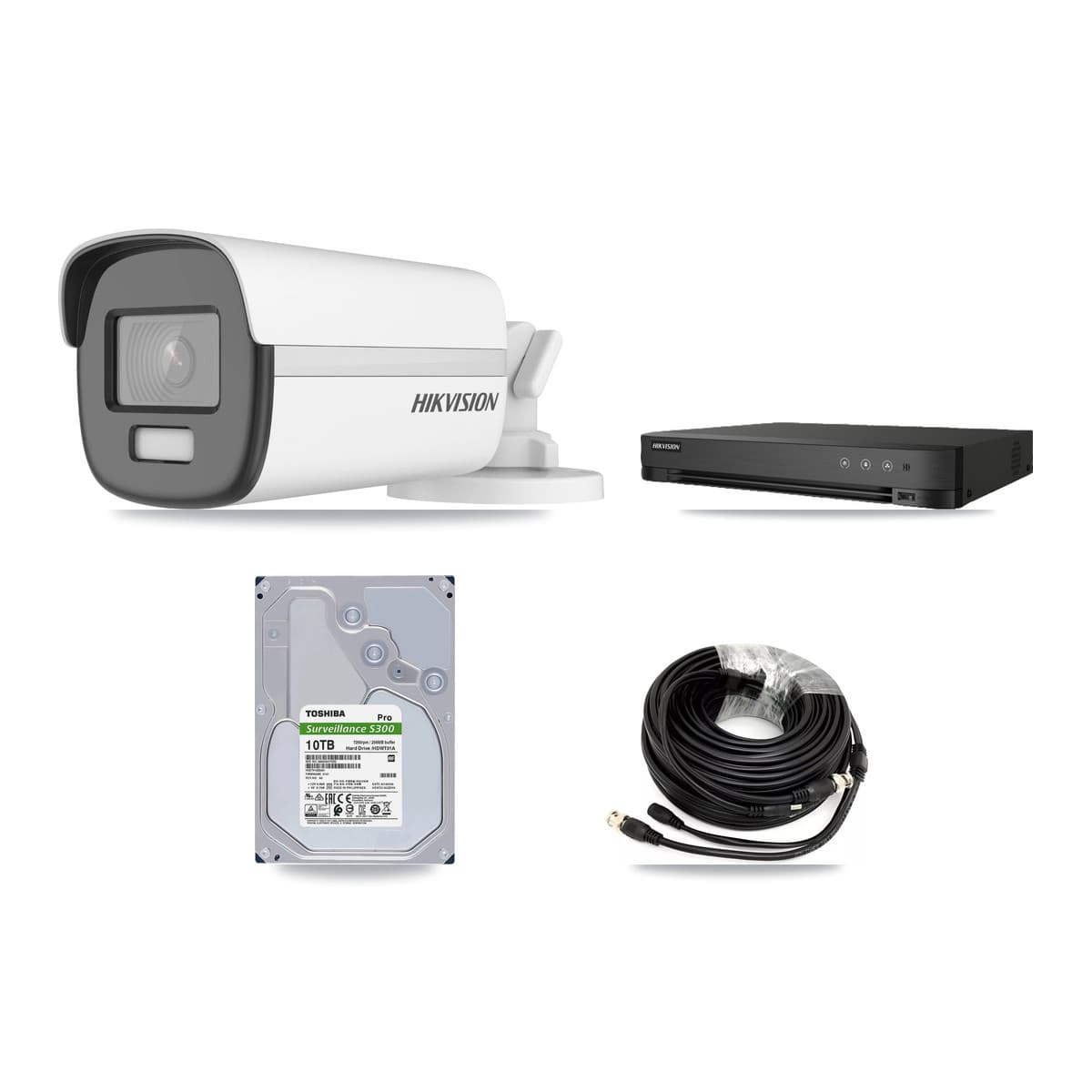 Hikvision 8-Channel 4K CCTV Kit — 4 DS-2CE12UF3T-E Bullet Cameras + 10TB Recording (IDS-7208HUHI-M1/E Recorder) - Image 1