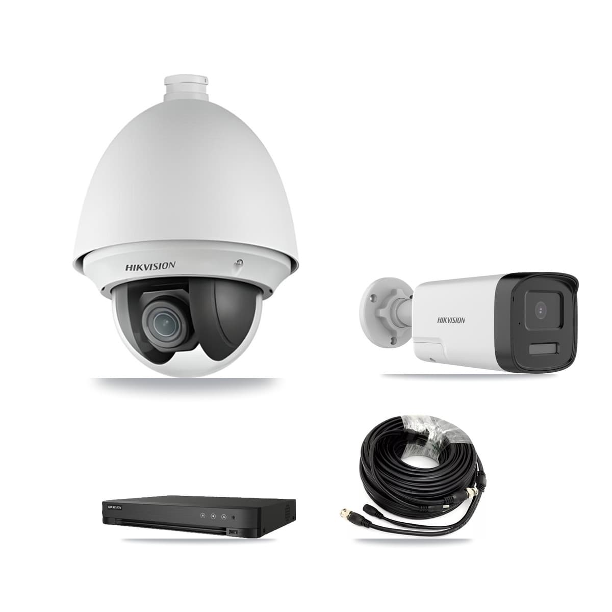 Hikvision 8-Channel 2MP – 5MP CCTV Kit — 1 DS-2AE4225T-A 2MP PTZ + 1 DS-2CE17K0T-LXTS 5MP Bullet Cameras + 2TB Recording (IDS-7208HUHI-M1/E Recorder) - Image 1