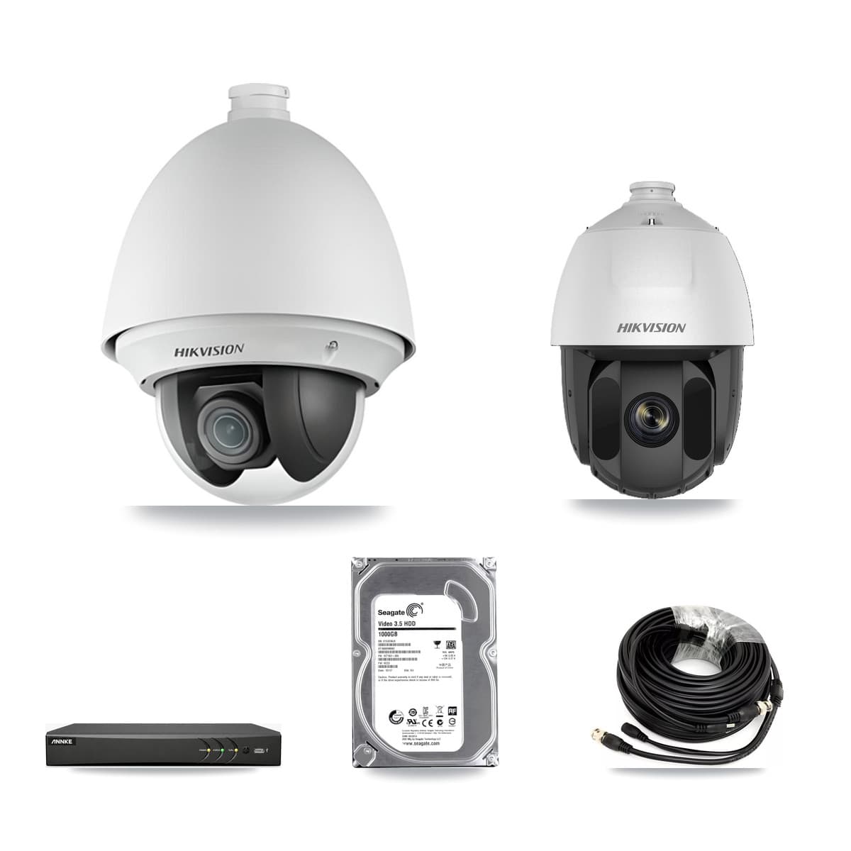Hikvision & ANNKE 4-Channel 2MP CCTV Kit — 1 DS-2AE4225T + 1 DS-2AE5225TI PTZ Cameras + 1TB Recording - Image 1