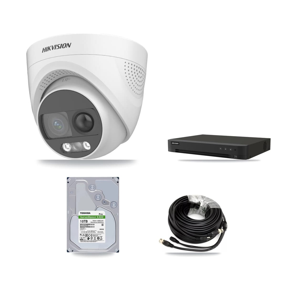Hikvision 8-Channel 5MP CCTV Kit — 7 DS-2CE72KF3T-PIRXO Turret Cameras + 10TB Recording (IDS-7208HUHI-M1/XT Recorder) - Image 1