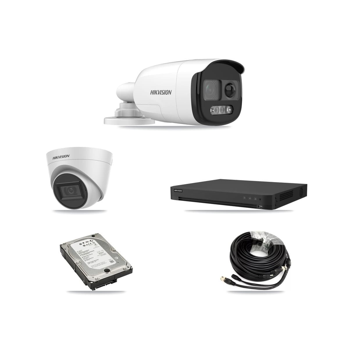Hikvision 32-Channel 5MP CCTV Kit — 2 Bullet + 2 White Turret Cameras + 5TB Recording - Image 1