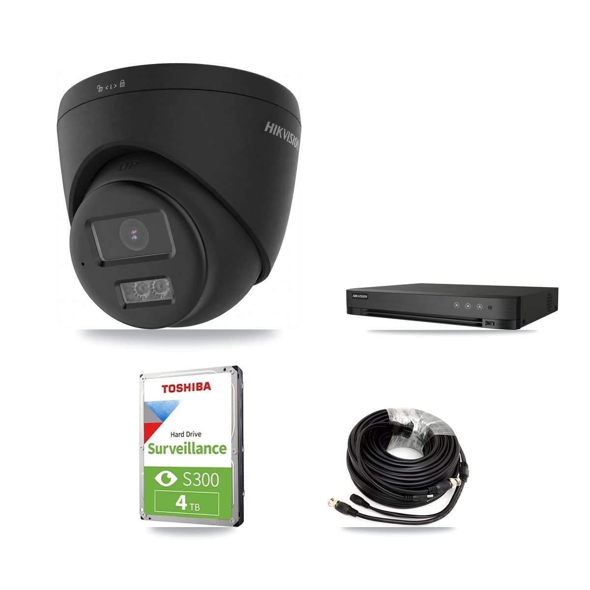 Hikvision 4-Channel 4K CCTV Kit — 4 Black Turret Cameras + 4TB Recording - Image 1