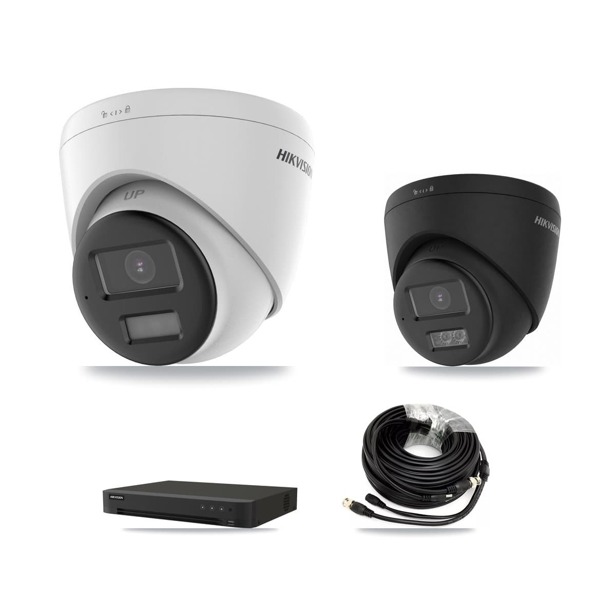 Hikvision 8-Channel 5MP – 4K CCTV Kit — 4 DS-2CE78K0T-LPTS 5MP + 1 Black DS-2CE78U0T-LTS-BLACK 4K Turret Cameras + 8TB Recording (IDS-7208HUHI-M1/XT Recorder) - Image 1