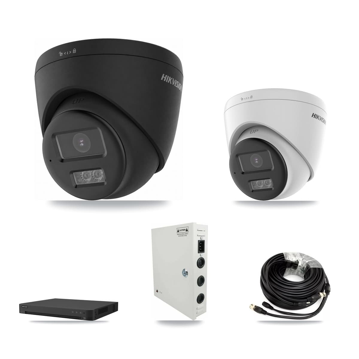 Hikvision 16-Channel 5MP – 4K CCTV Kit — 1 DS-2CE78K0T-LTS 5MP + 11 Black DS-2CE78U0T-LTS-BLACK 4K Turret Cameras + 8TB Recording (IDS-7216HUHI-M2/XT Recorder) - Image 1