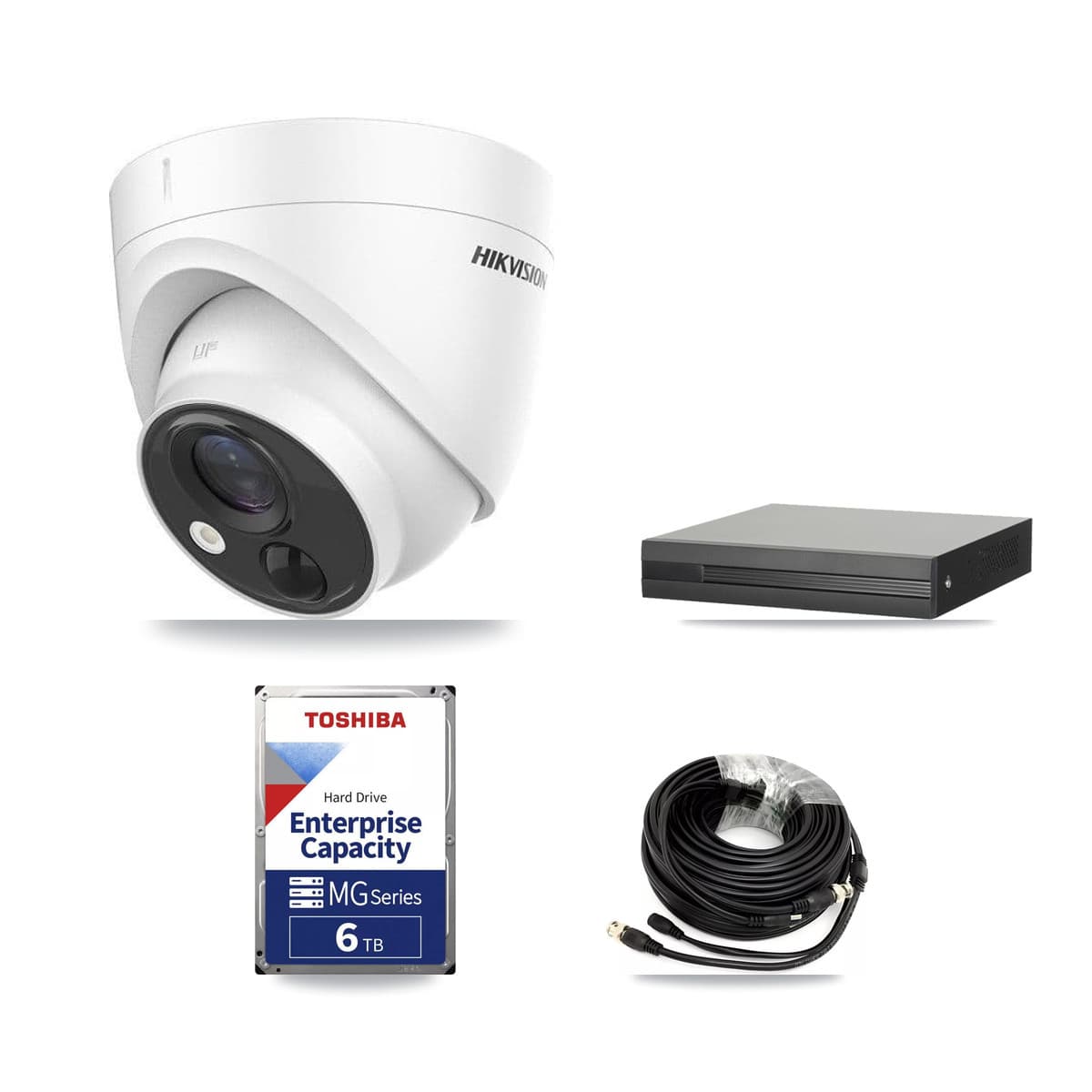 Hikvision 8-Channel 5MP CCTV Kit — 4 DS-2CE71H0T Turret Cameras + 6TB Recording (XVR-3108HS Recorder) - Image 1