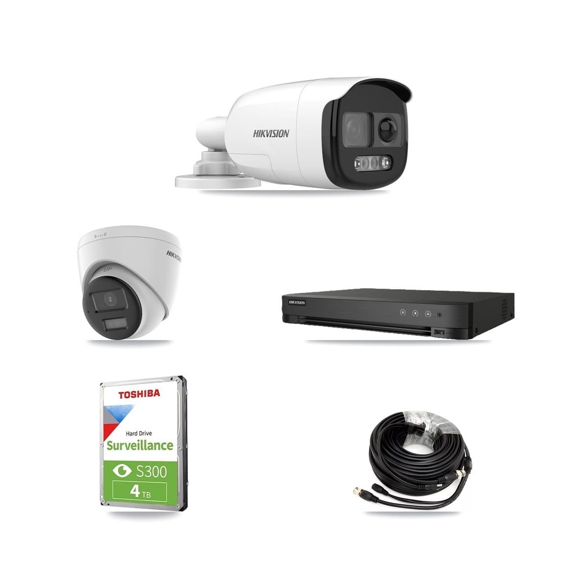 Hikvision 8-Channel 5MP CCTV Kit — 2 DS-2CE12KF3T-PIRXO Bullet + 1 DS-2CE78K0T-LPTS Turret Cameras + 4TB Recording (IDS-7208HQHI-M1/XT Recorder) - Image 1