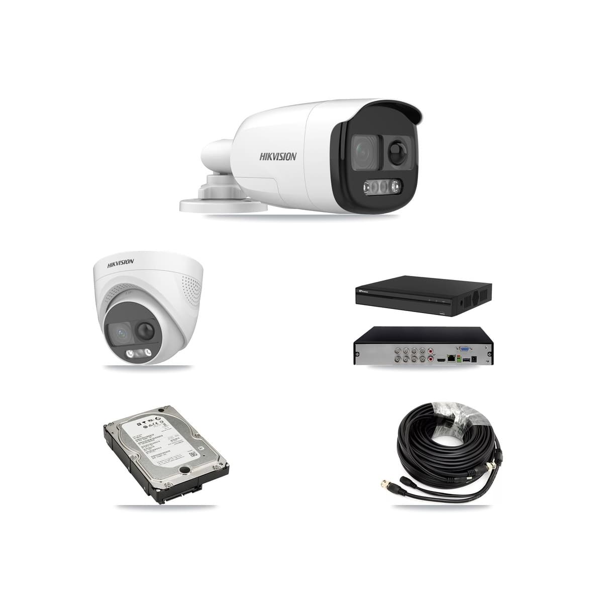 Hikvision & Prolux 8-Channel 5MP CCTV Kit — 2 DS-2CE12KF3T Bullet + 2 DS-2CE72KF3T Turret Cameras + 5TB Recording - Image 1